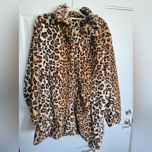 Leopard Print Faux Fur Coat